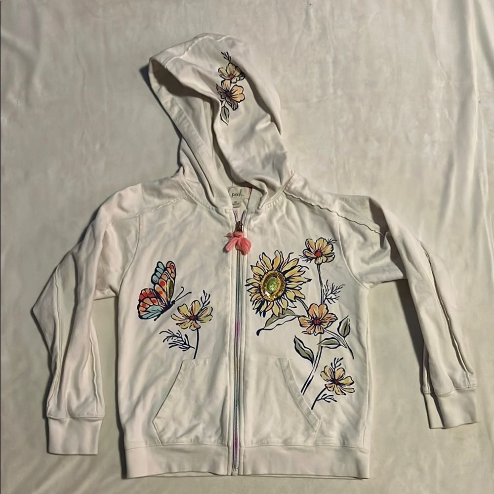 Peek White and Yellow Cotton Blend Hoodies